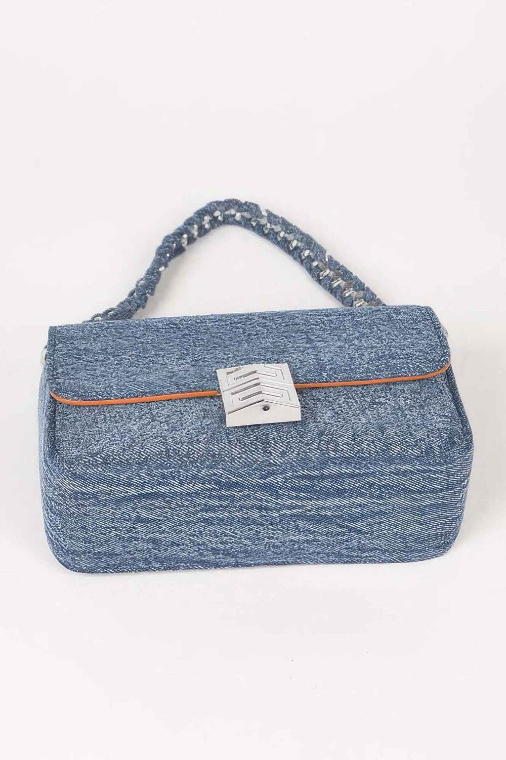 Denim Chain Flap Shoulder Bag