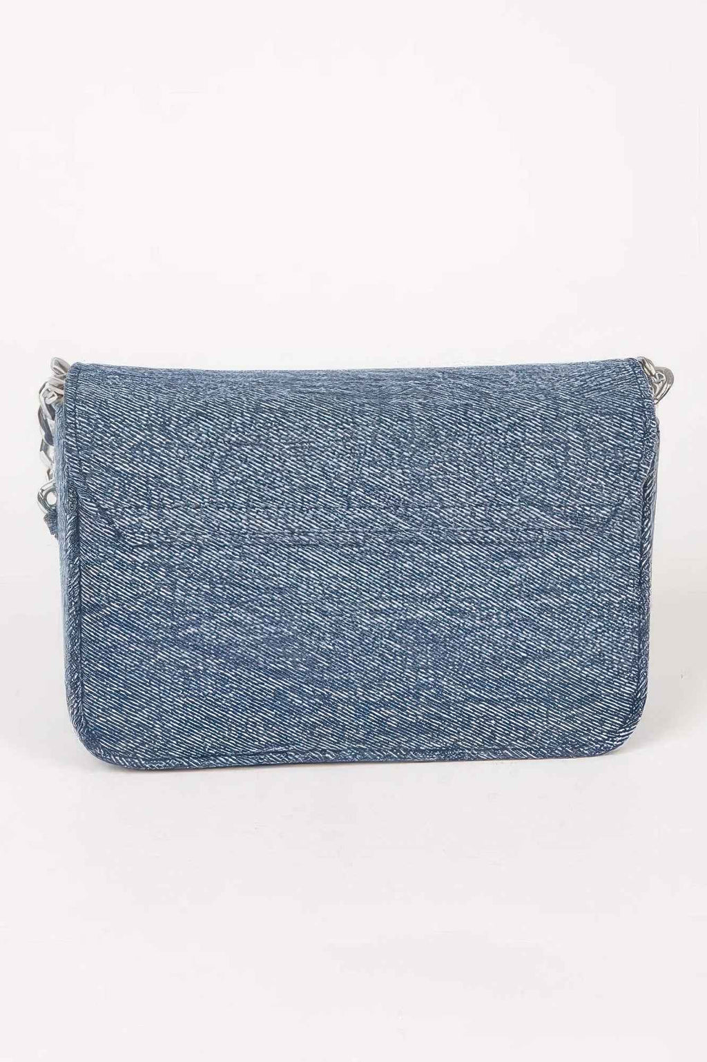 Denim Chain Flap Shoulder Bag