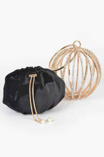 Rhinestone Round Cage Party Bag