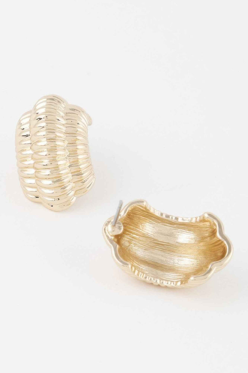 Thin Ribbed Hoop Earrings