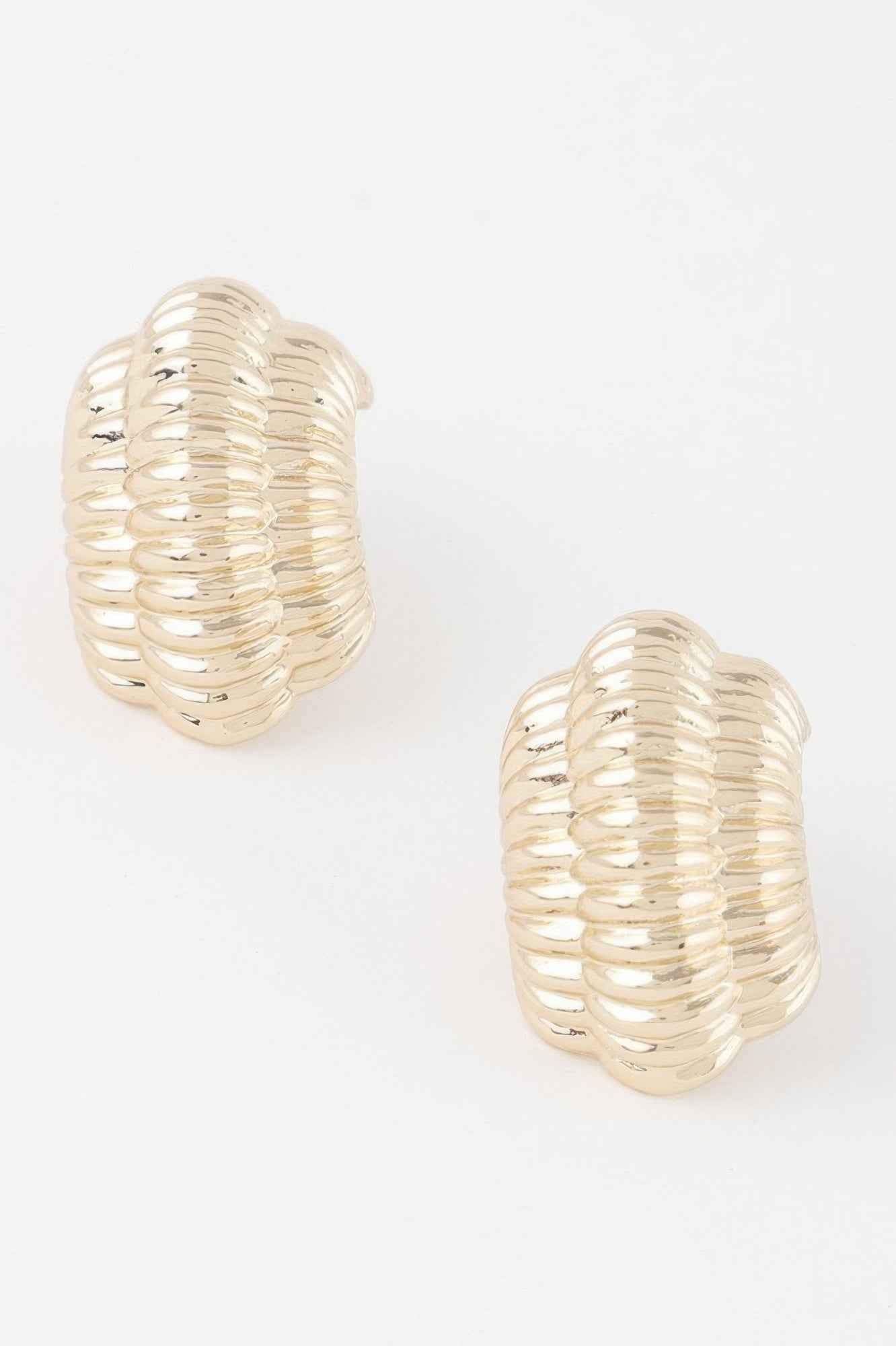 Thin Ribbed Hoop Earrings