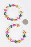 Multi Rhinestone Hoop Earrings