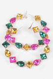 Multi Rhinestone Hoop Earrings