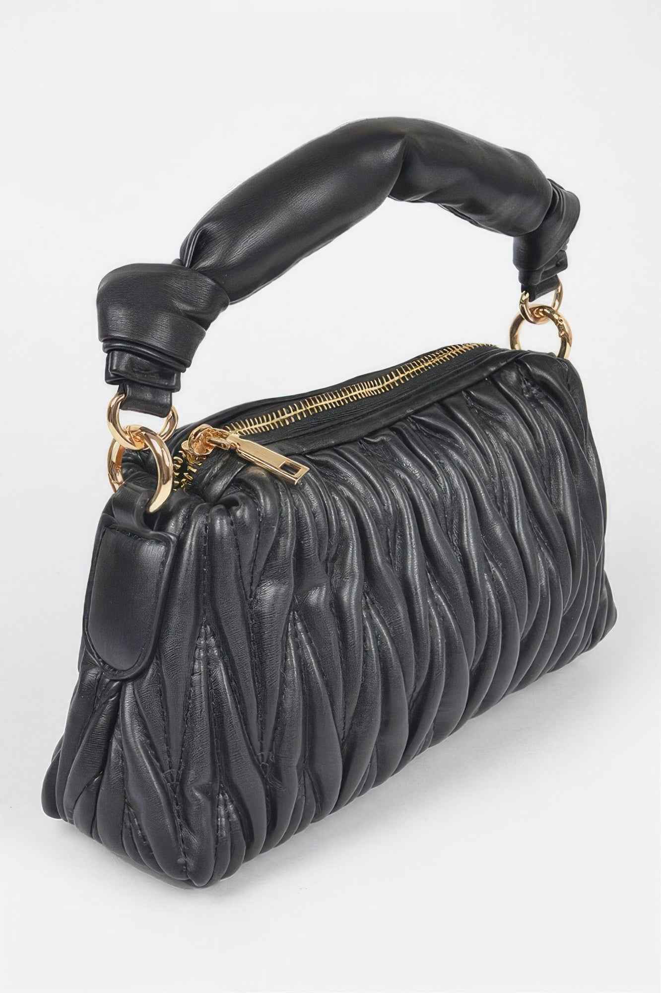 Quilted Faux Leather Top Handle Bag