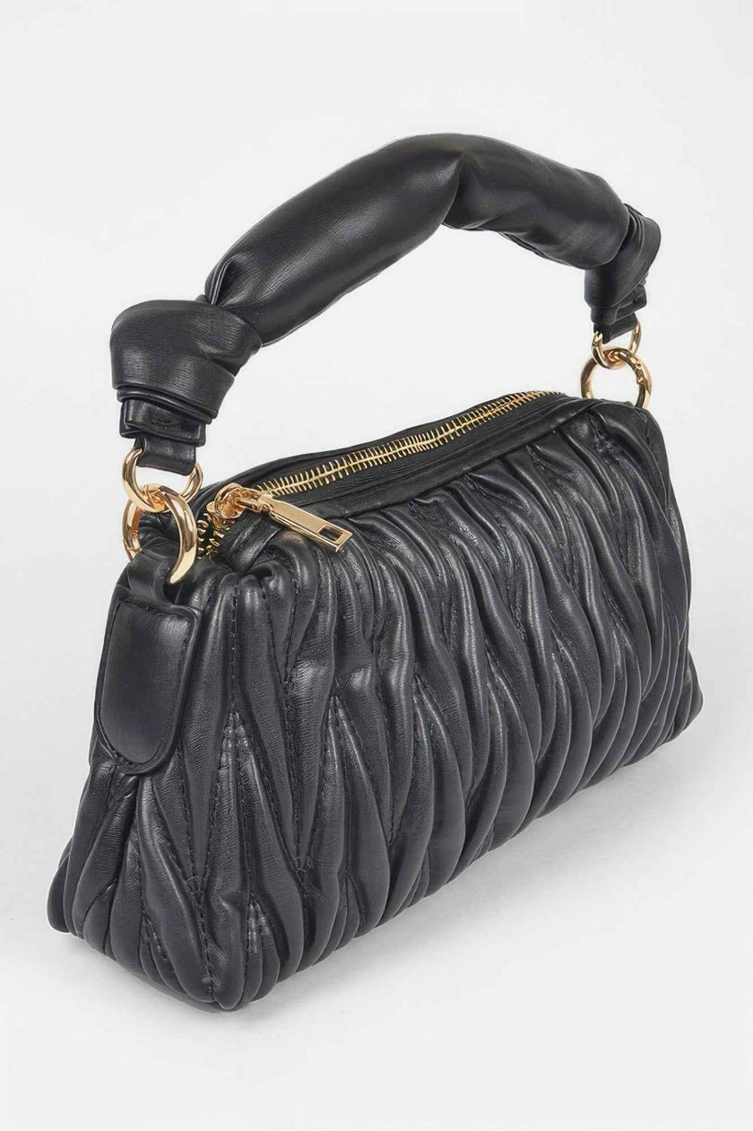 Quilted Faux Leather Top Handle Bag