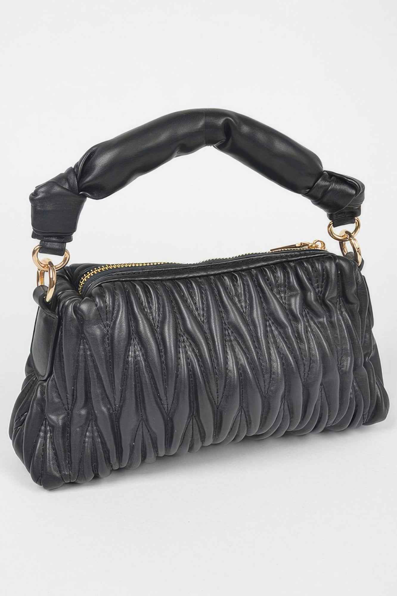 Quilted Faux Leather Top Handle Bag