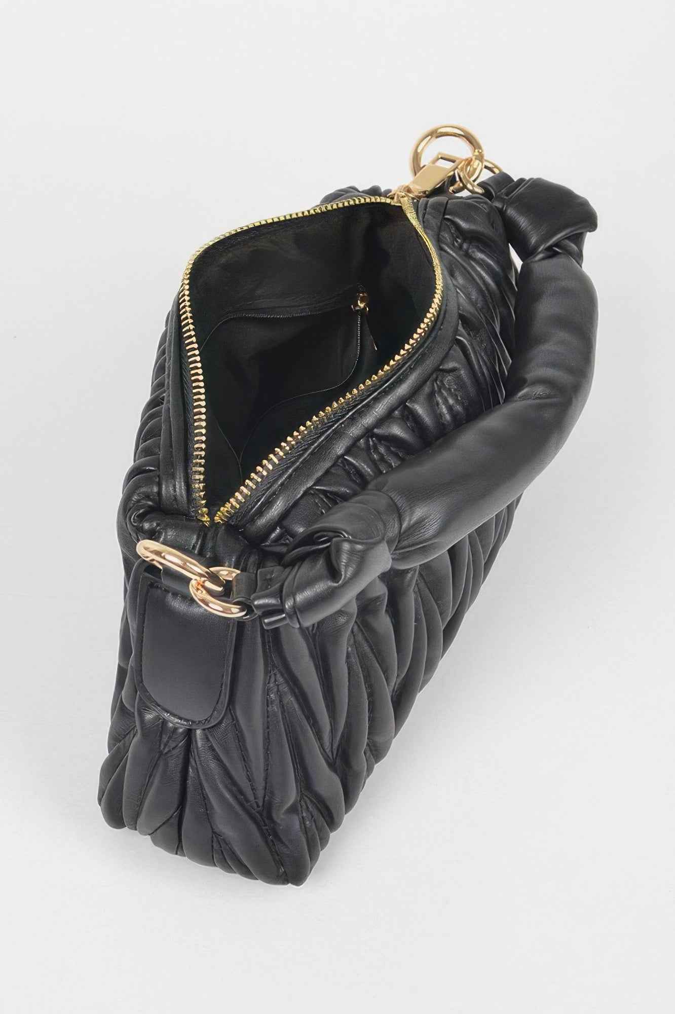 Quilted Faux Leather Top Handle Bag