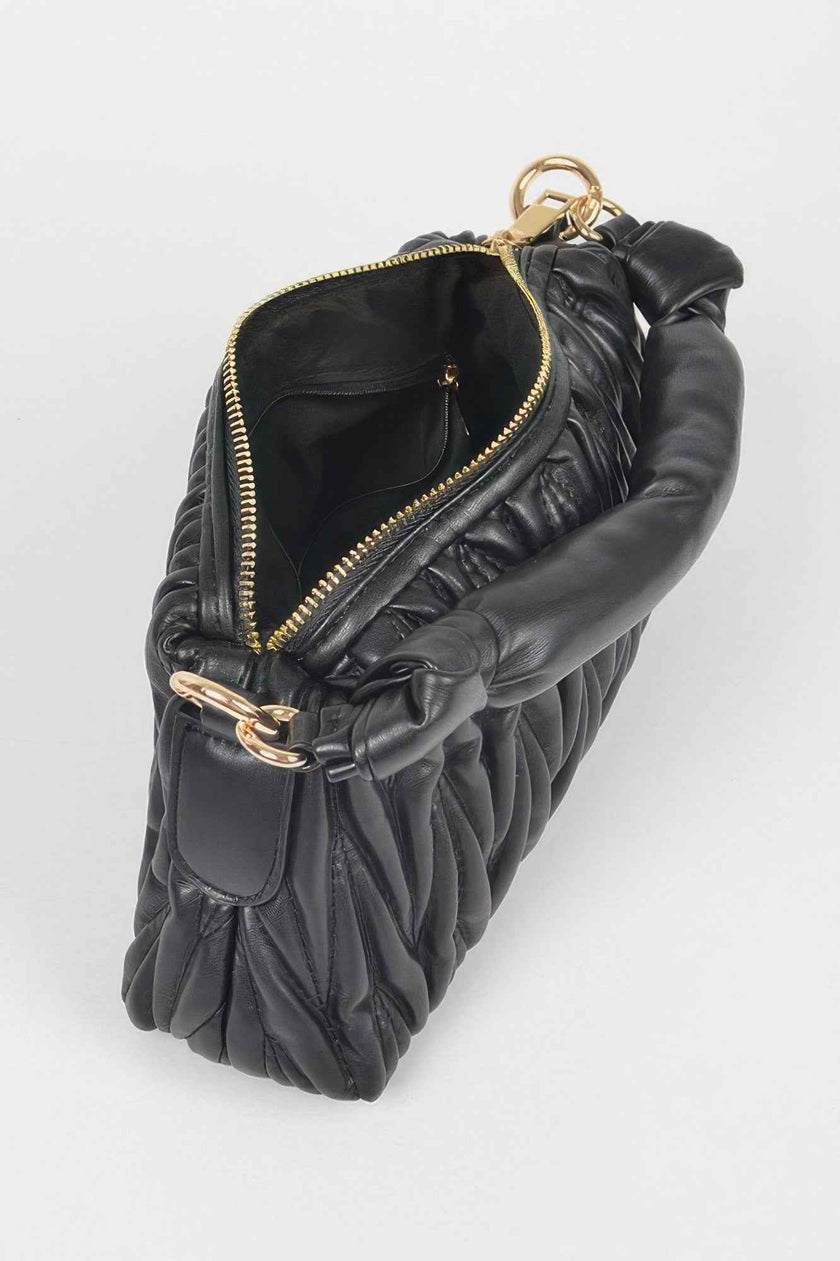 Quilted Faux Leather Top Handle Bag