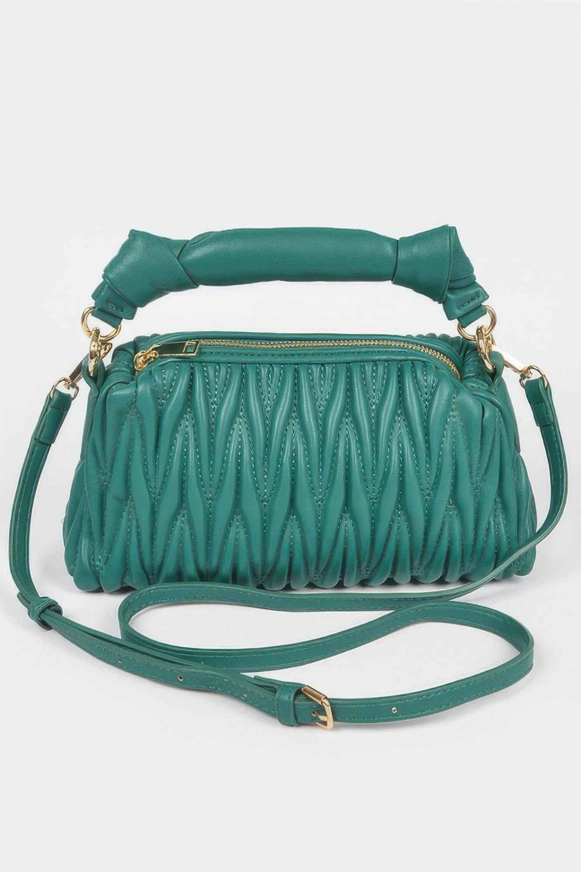 Quilted Faux Leather Top Handle Bag