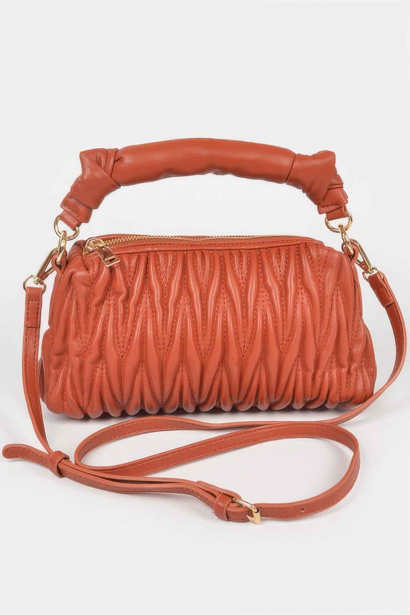 Quilted Faux Leather Top Handle Bag