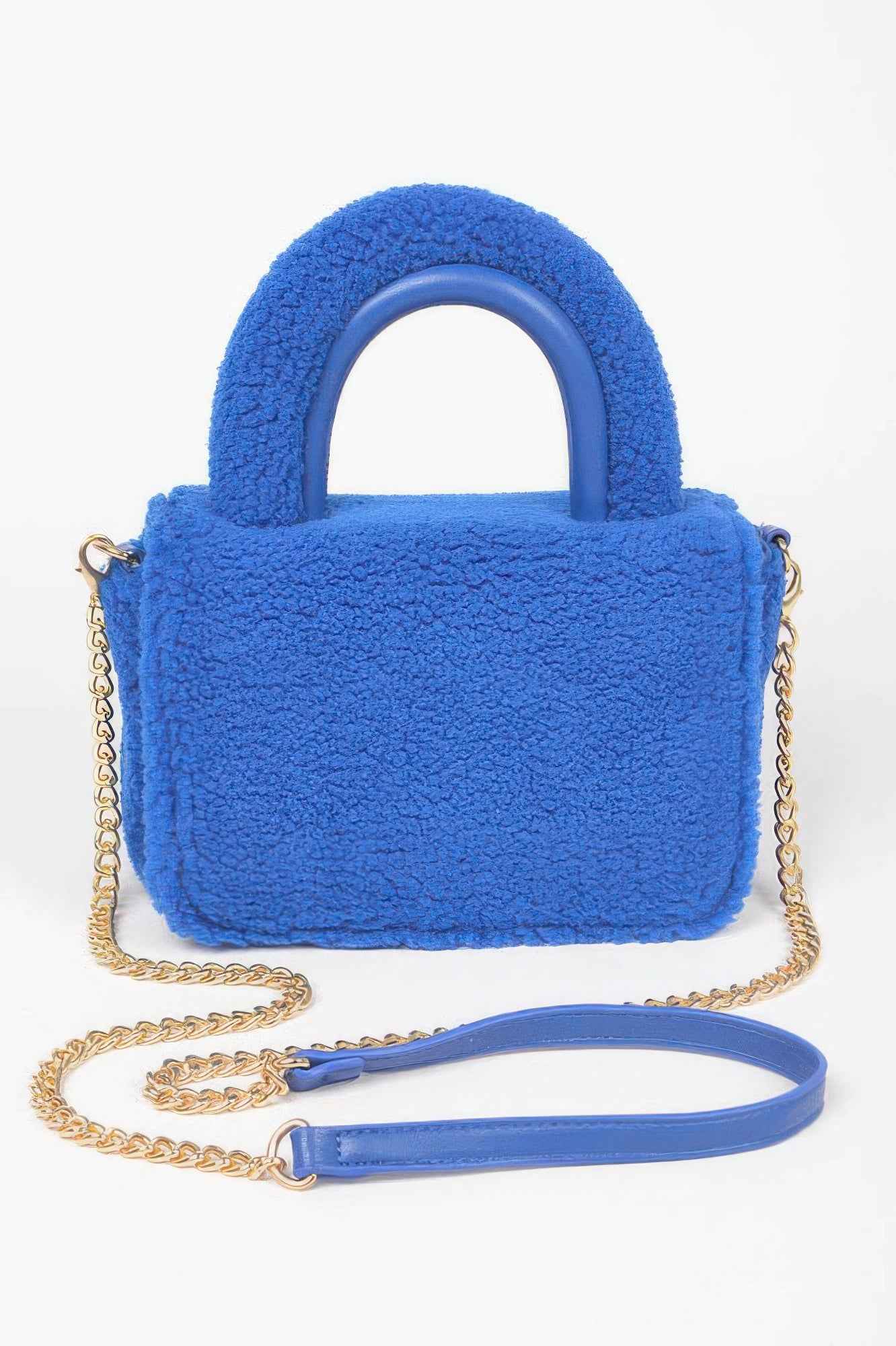 Faux Fur Top Handle Clutch Bag