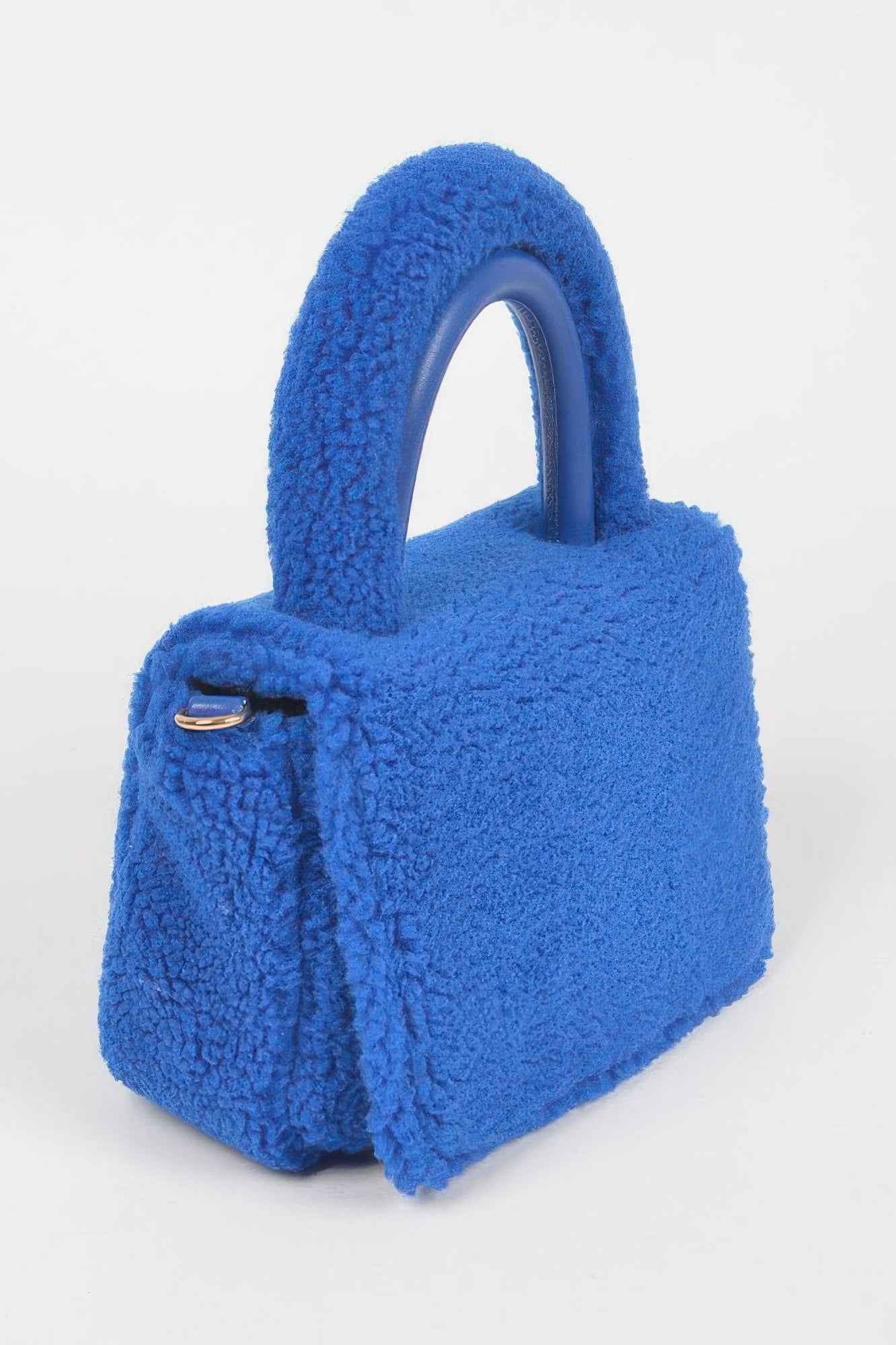Faux Fur Top Handle Clutch Bag