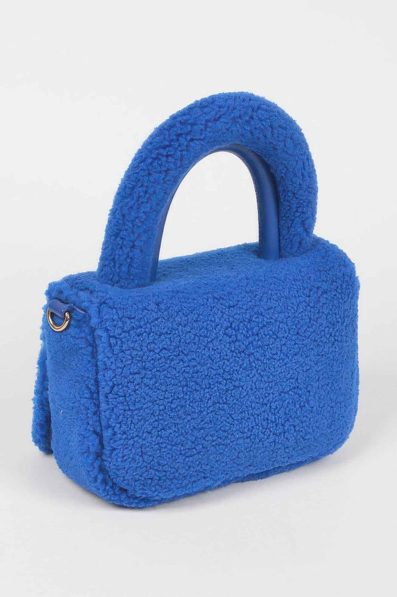 Faux Fur Top Handle Clutch Bag