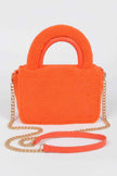 Faux Fur Top Handle Clutch Bag