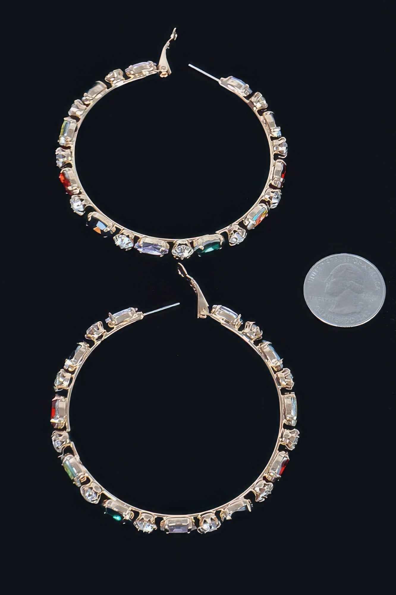 Multi Rhinestone Hoop Earring