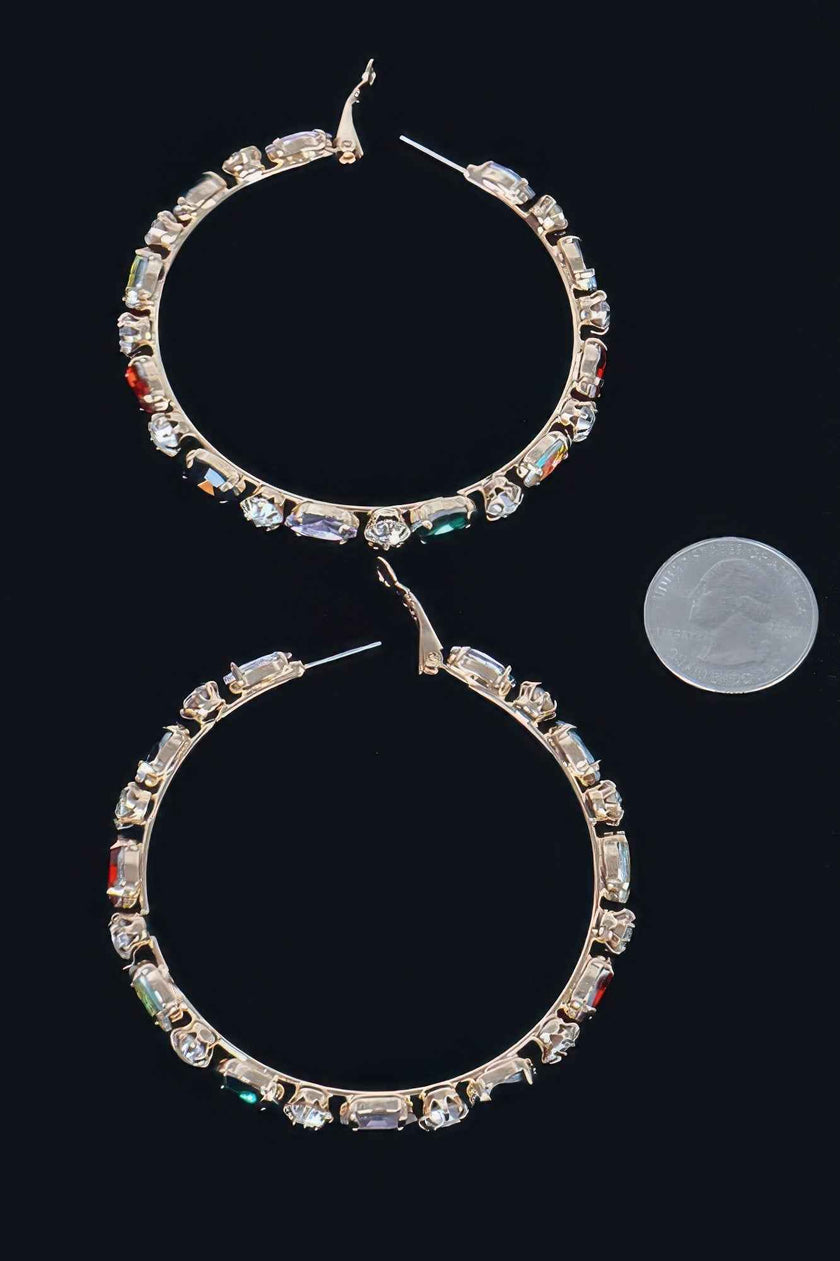 Multi Rhinestone Hoop Earring
