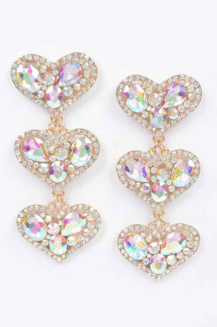 Three Heart Gem Earrings