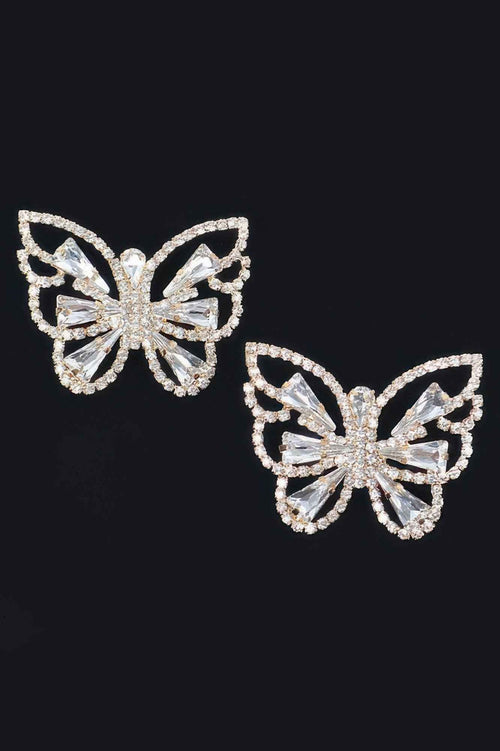 Butterfly Clear Rhinestone Gem Earrings