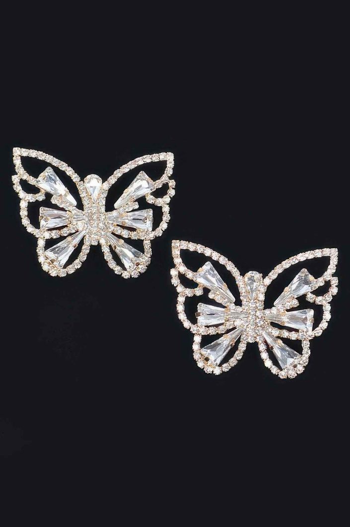 Butterfly Clear Rhinestone Gem Earrings