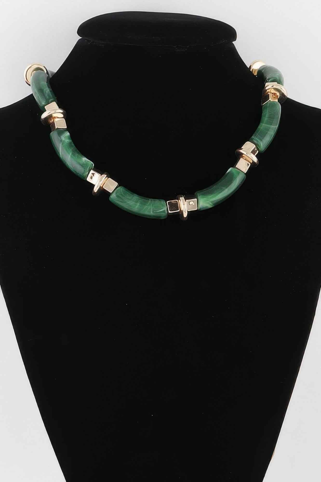 Wide Marble Tube Necklace