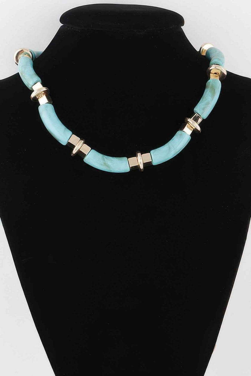 Wide Marble Tube Necklace