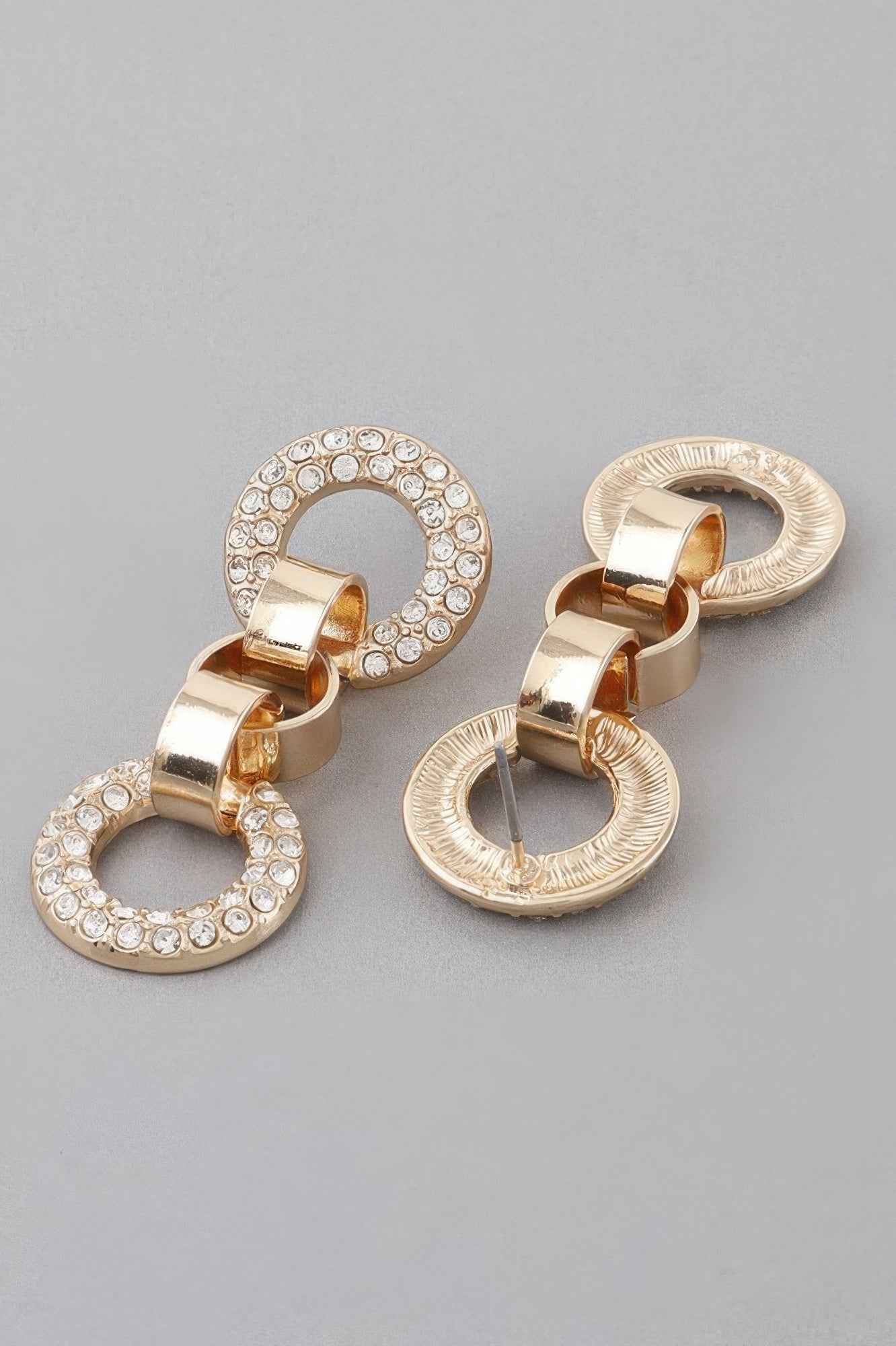 Crystal Cuff Chain Drop Earrings
