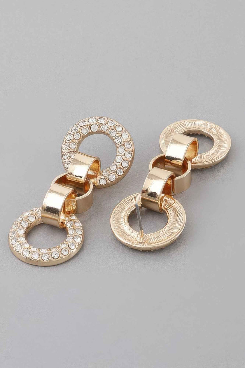 Crystal Cuff Chain Drop Earrings