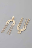 Double Rhinestone Arch Drop Earrings