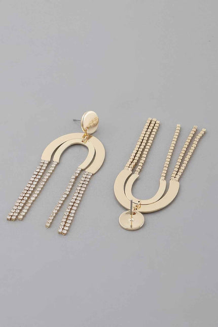 Double Rhinestone Arch Drop Earrings