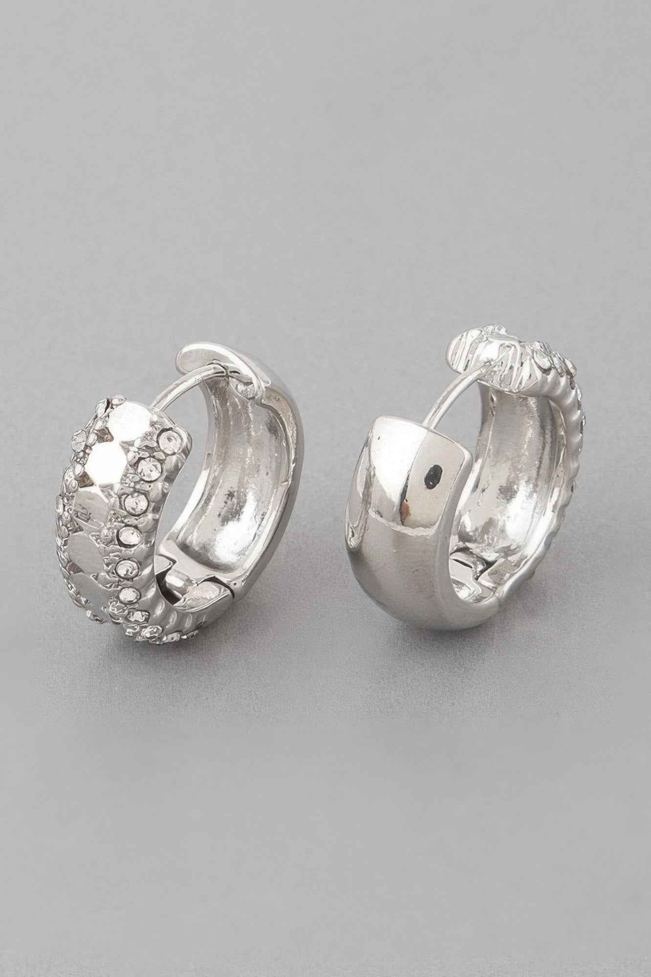 Half Jeweled Hoop Earrings
