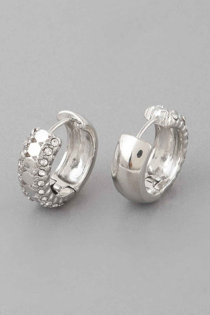 Half Jeweled Hoop Earrings