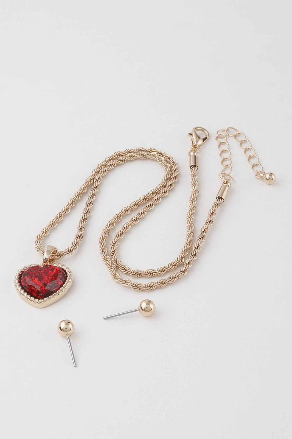 Glittered Heart Chain Necklace