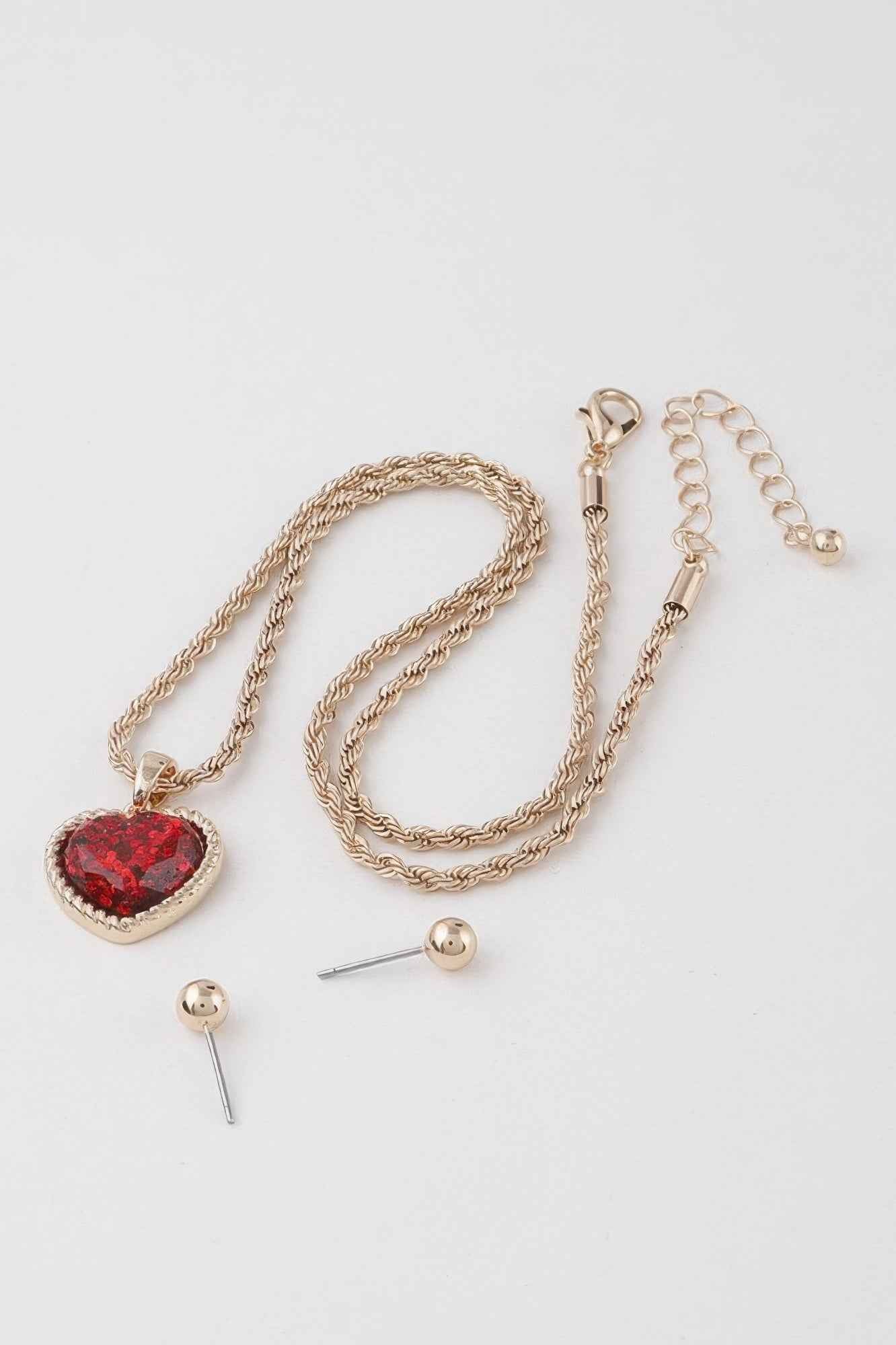 Glittered Heart Chain Necklace