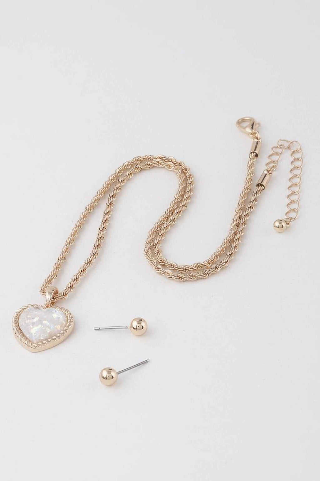 Glittered Heart Chain Necklace