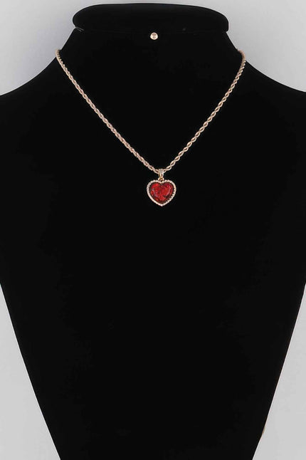 Glittered Heart Chain Necklace