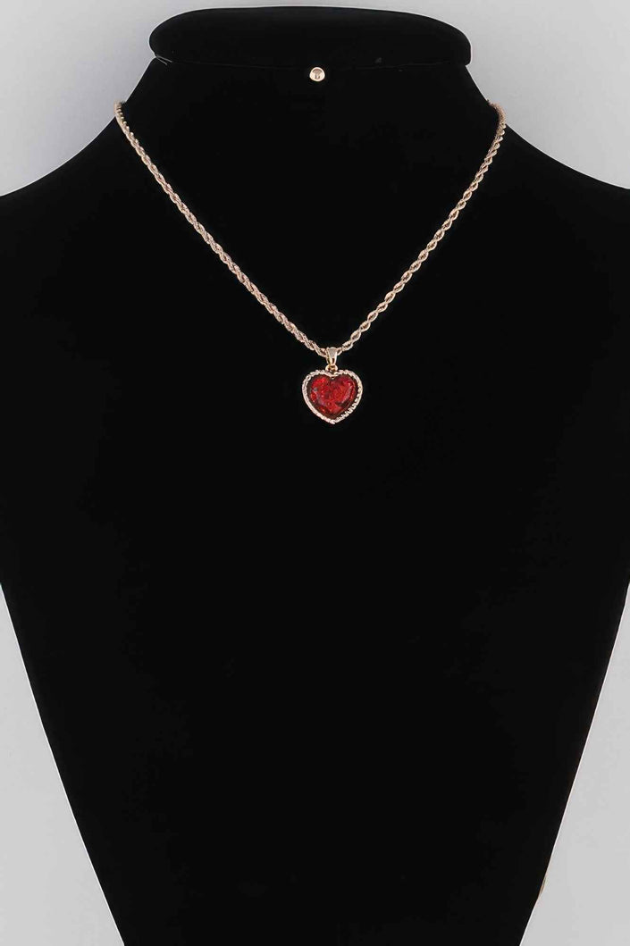 Glittered Heart Chain Necklace