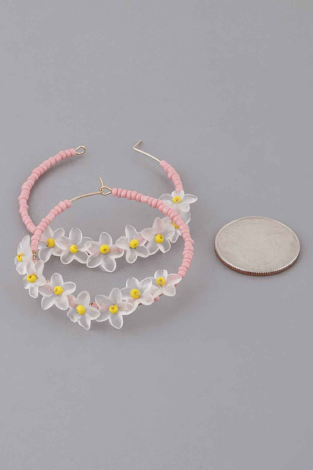 Beaded Flower Hoop Earrings