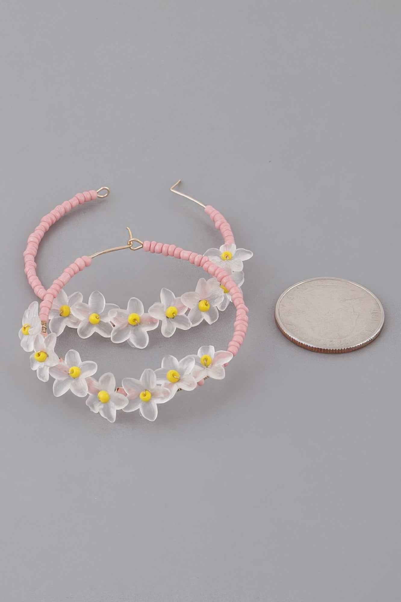 Beaded Flower Hoop Earrings