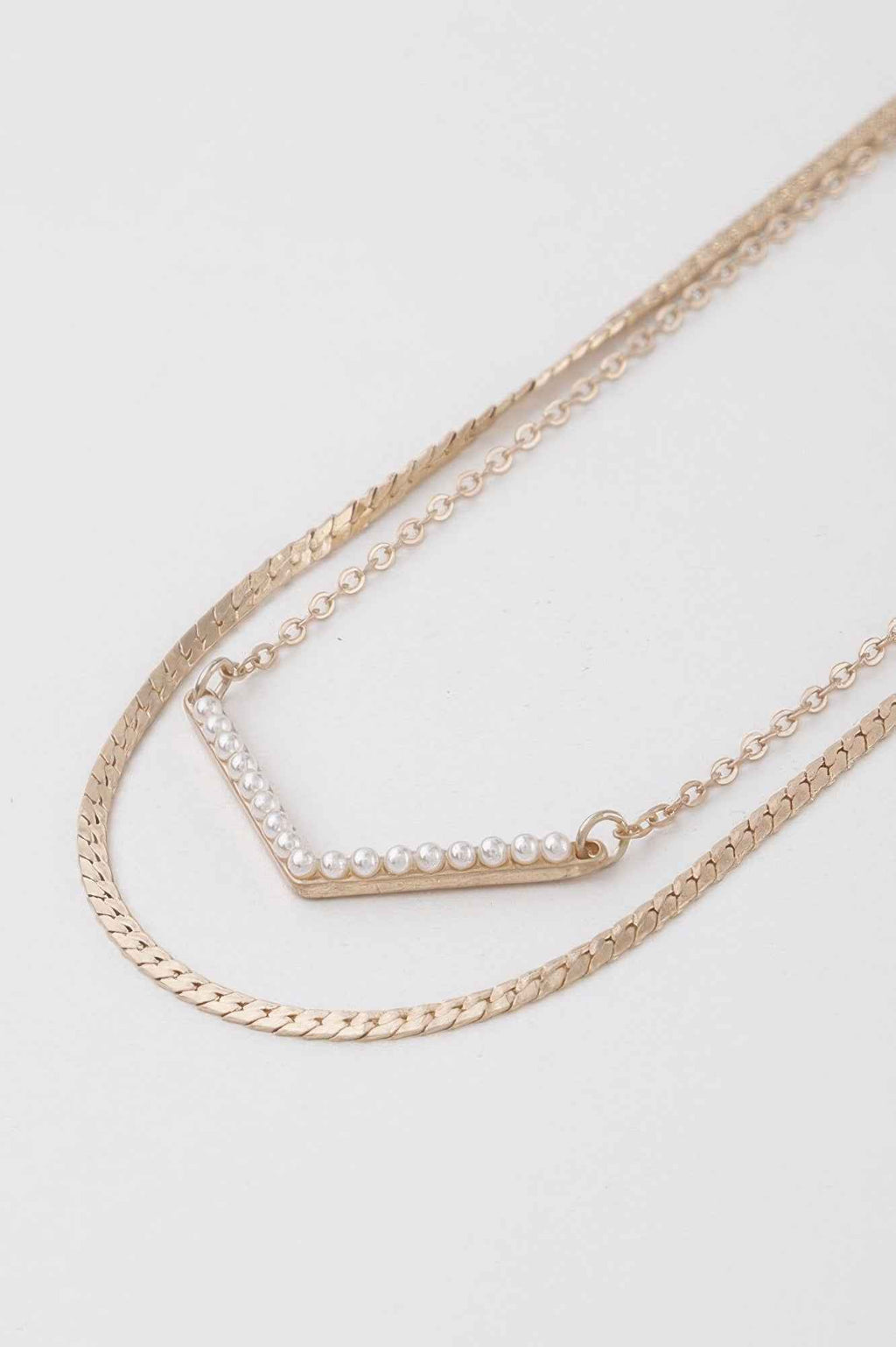 Pearled V Necklace