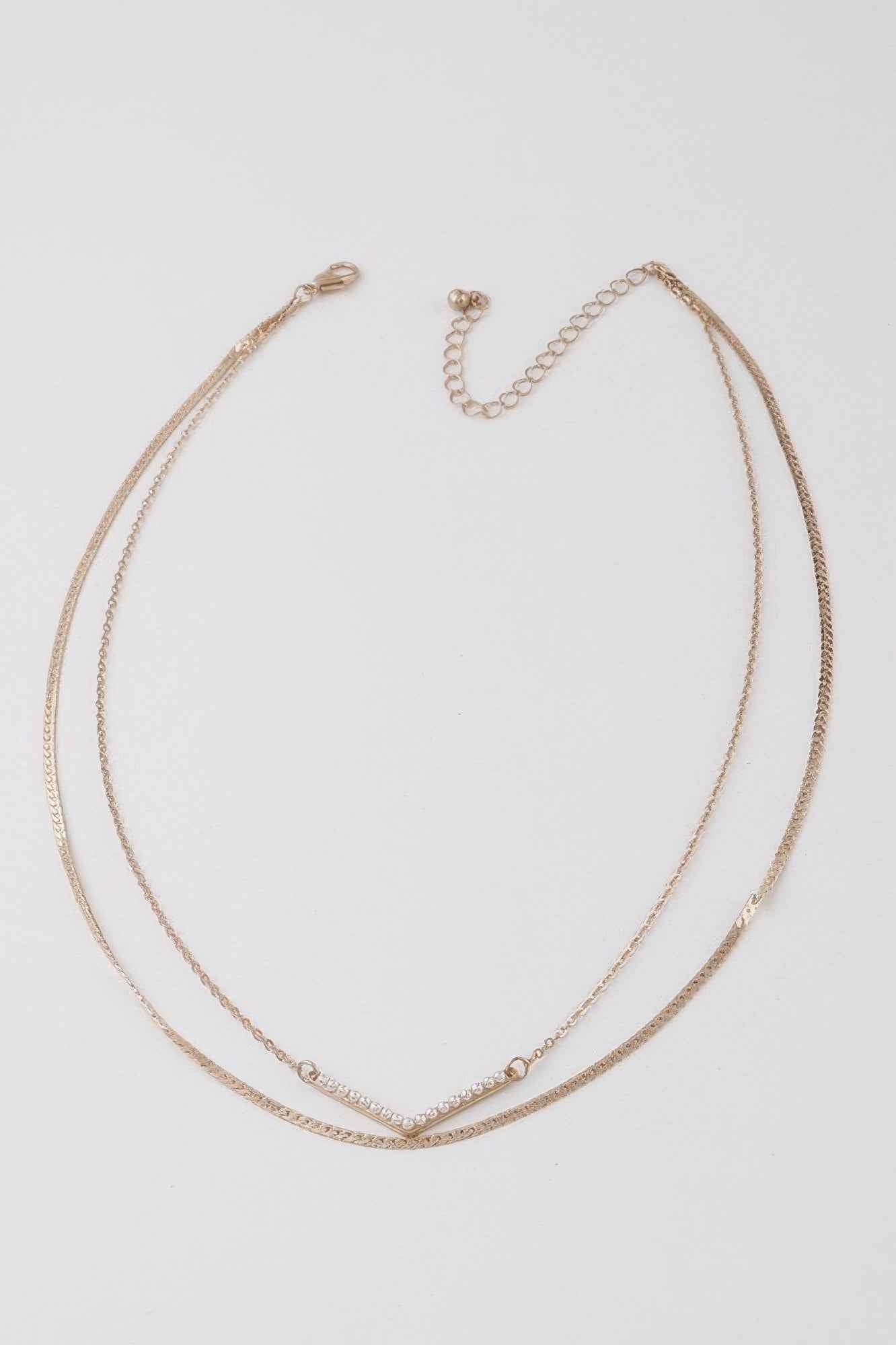 Pearled V Necklace