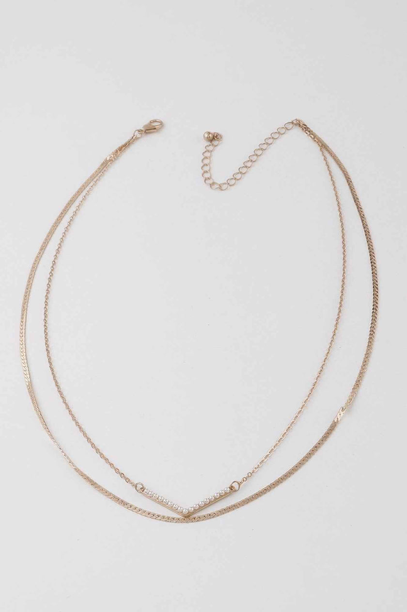 Pearled V Necklace