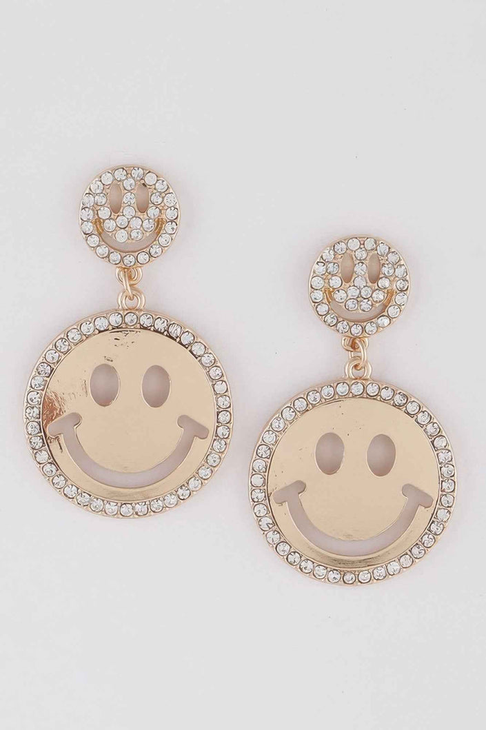 Jeweled Smiley Face Earrings