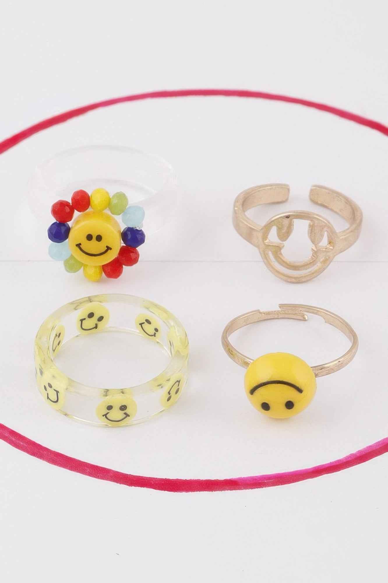 Smiley Face Rings Set