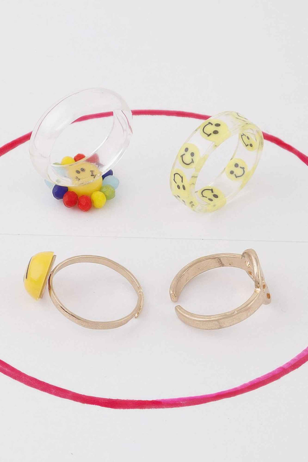 Smiley Face Rings Set