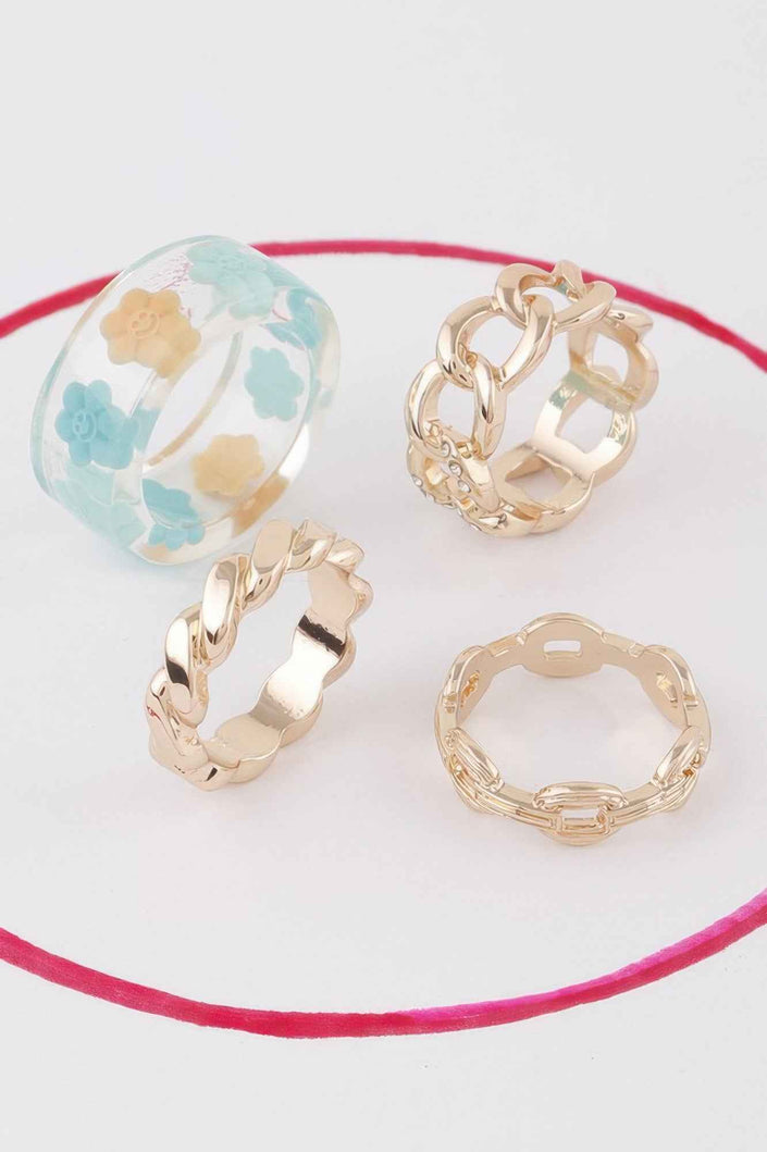 Flower N Chain Rings Set