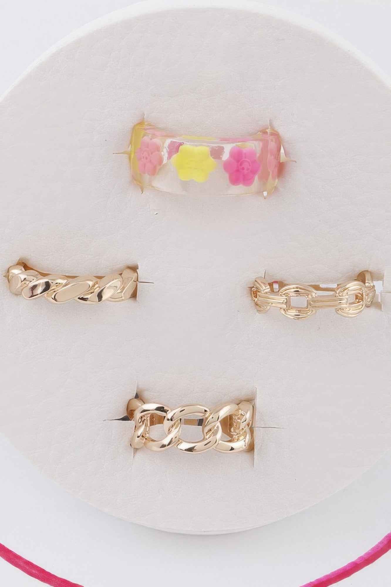 Flower N Chain Rings Set