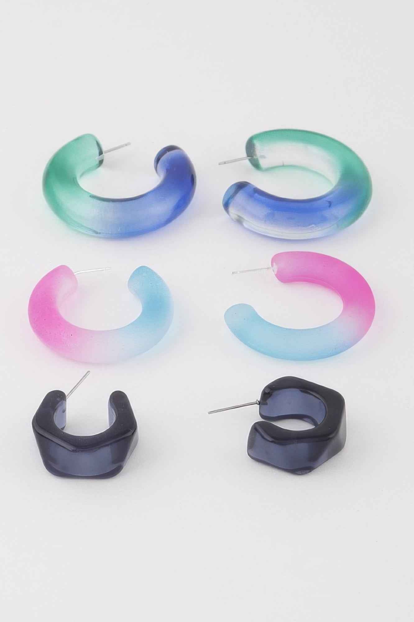Two Toned Hoop Earrings Set