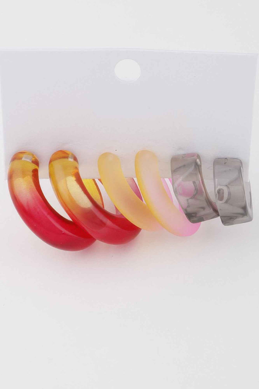 Two Toned Hoop Earrings Set
