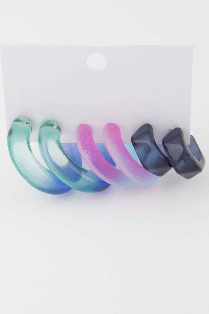 Two Toned Hoop Earrings Set