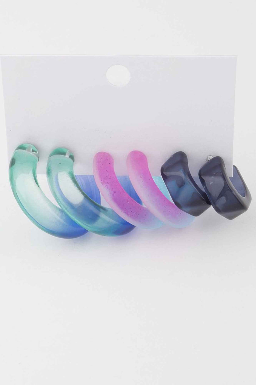 Two Toned Hoop Earrings Set